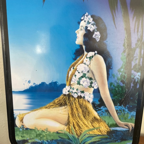 Vtg Hawaiian Girls Two Sided Vertical Tin Lunch Box Accoutrement Hula Hawaii - Picture 4 of 16
